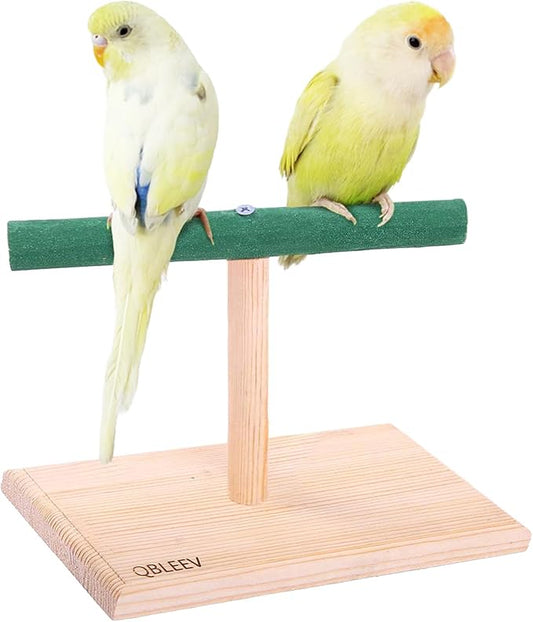 QBLEEV Small Bird Perch,Bird Play Stand,Portable Training Parrot Playstand, Bird Cage Toys for Cockatiels Conures Parakeet Finch Lovebirds