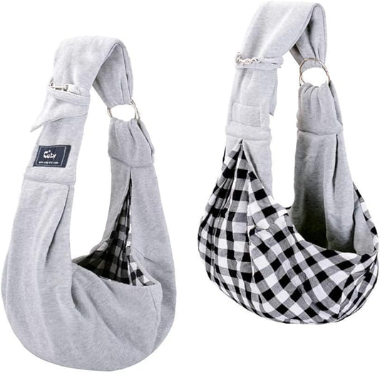 CUBY Dog and Cat Sling Carrier - Hands Free Reversible Pet Papoose Bag - Soft Pouch and Tote Design - Suitable for Puppy, Small Dogs Cats Outdoor