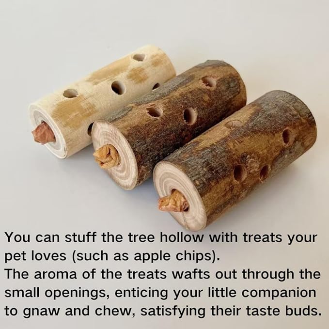 4PCS Apple Wood Small Animals Chew Sticks, Naturally Apple Sticks, Small Pet Chew Teething Toys for Chinchillas, Rabbits, Guinea Pigs, Hamsters