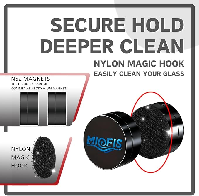 Magnetic Aquarium Cleaner, N52 Strong Magnet Algae Scraper for Fish Tank Glass, Ultra-Thin 0.55" Coral Safe, Fits 0.35" Glass 40 Gallon, Freshwater Marine (Not Acrylic) (Nano)
