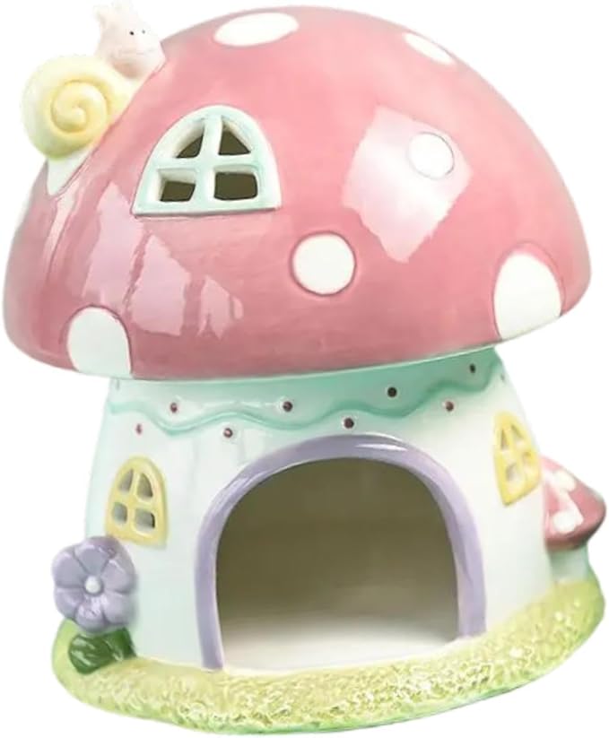 Hamster Hideout Hedgehog House Sturdy Sleeping Nest Decoration Small Pets Play Hut for Chinchilla Small Animals Dwarf Hamster, Pink