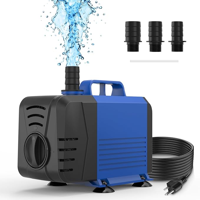 550GPH Submersible Pump(2000L/H, 35W), Water Fountain Pump with Over Heating Protection, Ultra Quiet Water Pump for Aquariums, Ponds, Hydroponics, Fountains