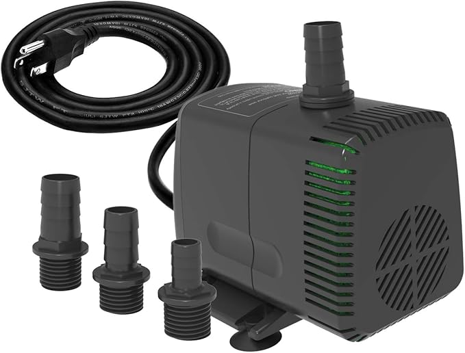 Knifel Submersible Pump 880GPH (3500L/H 60W) Ultra Quiet with Over Heating Protection 10.2ft High Lift for Fountains, Hydroponics, Ponds, Aquariums & More…