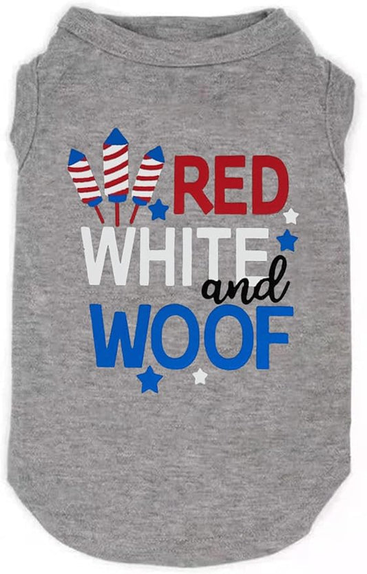 American Flag Popsicle 4th of July Funny Graphic Puppy Clothes Memorial Day, Independence Day, Holiday Dog Clothes for Small Dogs Boy Girl, Pet Cat Outfit (XX-Large, woof-Grey)
