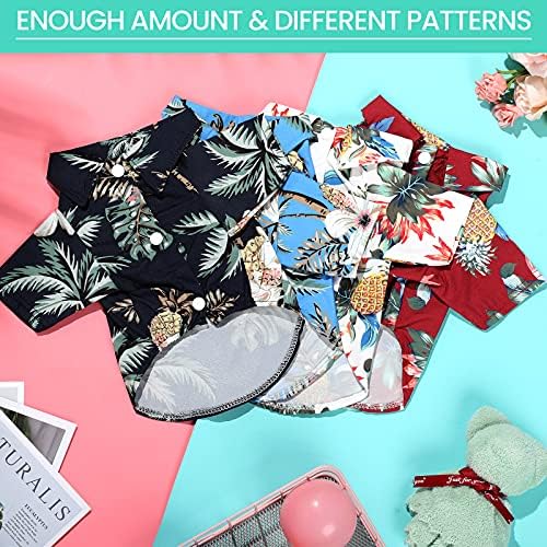 Weewooday 4 Pieces Small Pet Summer T-Shirts Hawaii Style Floral Pet Dog Shirt Breathable Cool Clothes Beach Seaside Puppy Sweatshirt for Puppy(Cute Style,2X-Large)