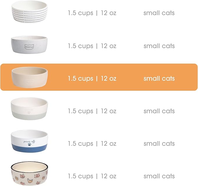 Pearhead Ceramic Cat Bowl – Neutral Taupe “Meow” Design, Holds 12 oz, Stoneware Pet Dish, Whisker-Friendly Pet Feeding, Non-Skid