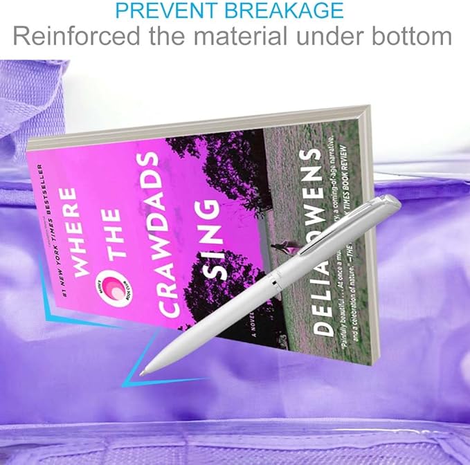 AGSDON 3PCS Mermaid Clear Backpack for Girls, 16" Transparent Bookbag Heavy Duty, Cute See Through Backpacks with Lunch Bag - Purple Mermaid