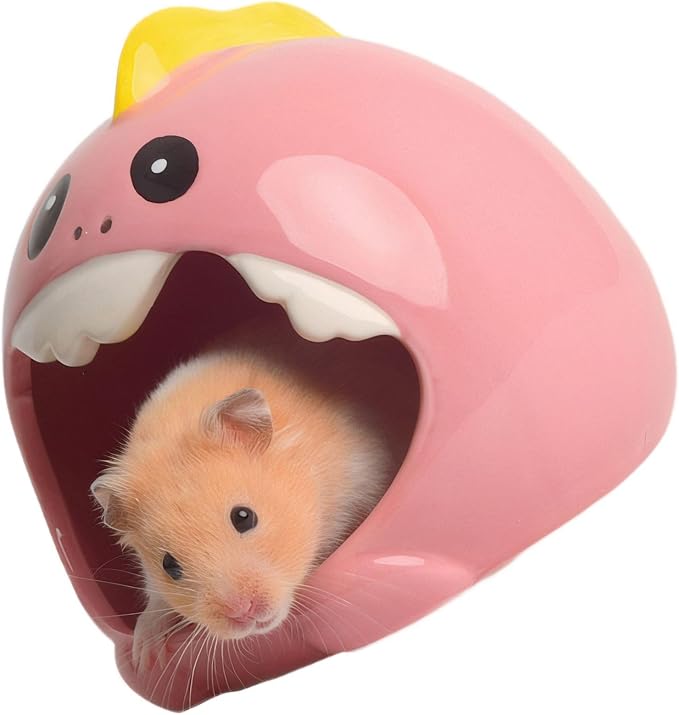 Ceramic Pet Nest for Small Animals - Hamster Ceramic House with Smooth Interior, Enclosed Hideout for Comfortable Shelter and Ventilation