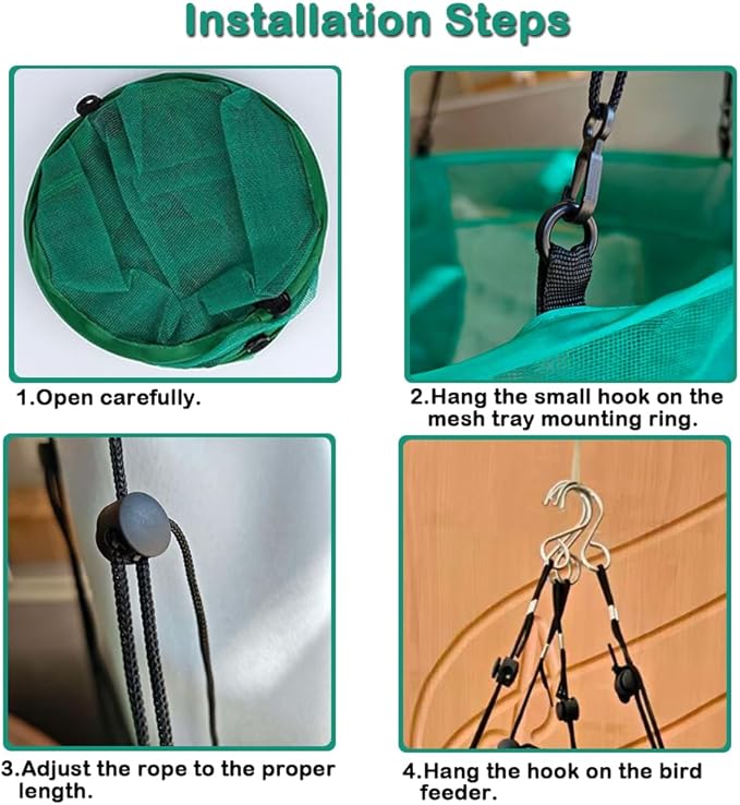 Seed Catcher for Bird Feeders, 20'' Bird Feeders for Outdoors Hanging, Birds Feeder Seed Catcher Tray with Adjustable Hanging Hoop for Outdoor Garden Accessories (Grey)