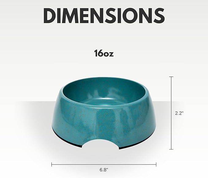 Country Living Set of 2 Teal Blue Bamboo Dog Bowls (16oz) – Naturally Sourced Bamboo Design, Non-Toxic, Durable, Dishwasher & Microwave Safe and Pet-Safe Feeding Dish, Ideal for Small to Medium Dogs