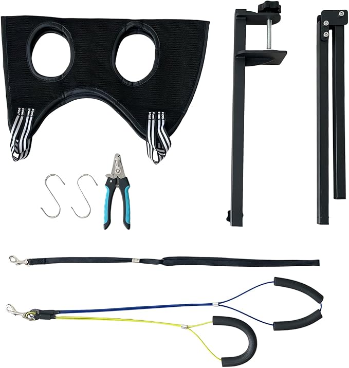 Professional Dog Grooming Arm Kit with Adjustable Hammock & No-Sit Haunch Restraints – All-in-One Solution for Small/Medium Pets