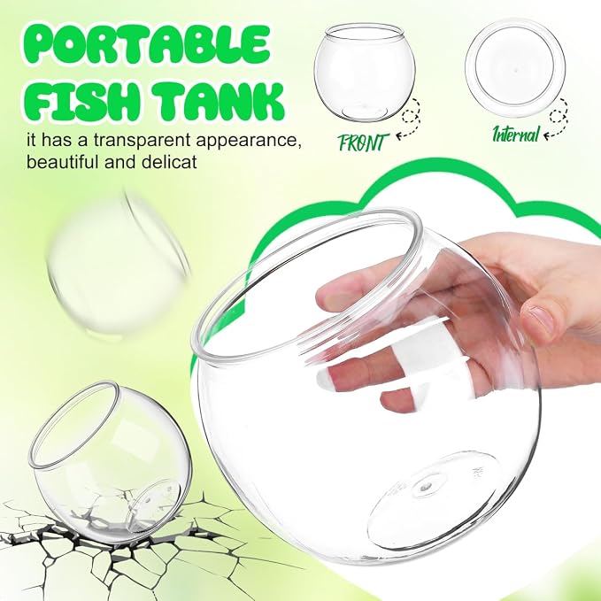 Plastic Fish Bowl, Small Fish Bowl, for Desktop Tank Decor | Goldfish Household Aquarium Ornament for Home Office