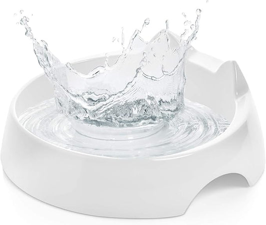 CatGuru Whisker Stress Free Cat Water Bowl, Reliefs Whisker Fatigue, Wide Cat Dish, Non Slip Pet Feeding Bowl, Shallow Pet Food Water Bowls, Non Skid Bowls for Cats (Marshmallow)