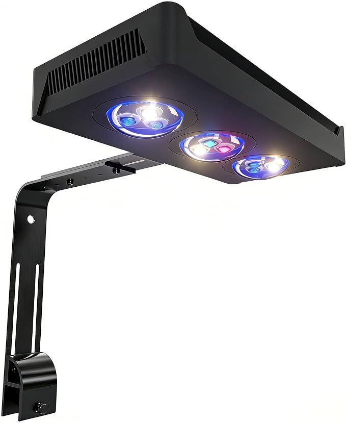 Aquarium Light 30W Reef Light for Coral SPS LPS Saltwater Light | 2 Channels Dimmable, Built-in Timer, Sunrise Sunset, Moonlight Mode, Fits 10-24 Inch Saltwater Reef Marine Fish Tank