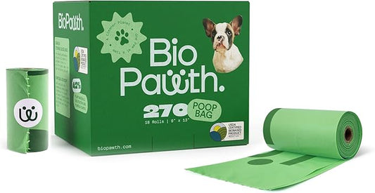 Dog Poop Bags, USDA Certified Biobased Product (42%), Extra Thick & Leak-Proof, Unscented Pet Waste Bags for Dogs & Cats, 270 Count