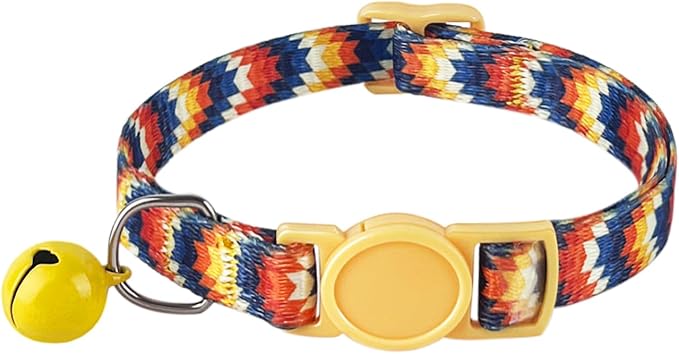 ZUFECY Colorful Gradient Breakaway Cat Collar - Adjustable 5.9-11.8in with Safety Bell & Reflective Strips