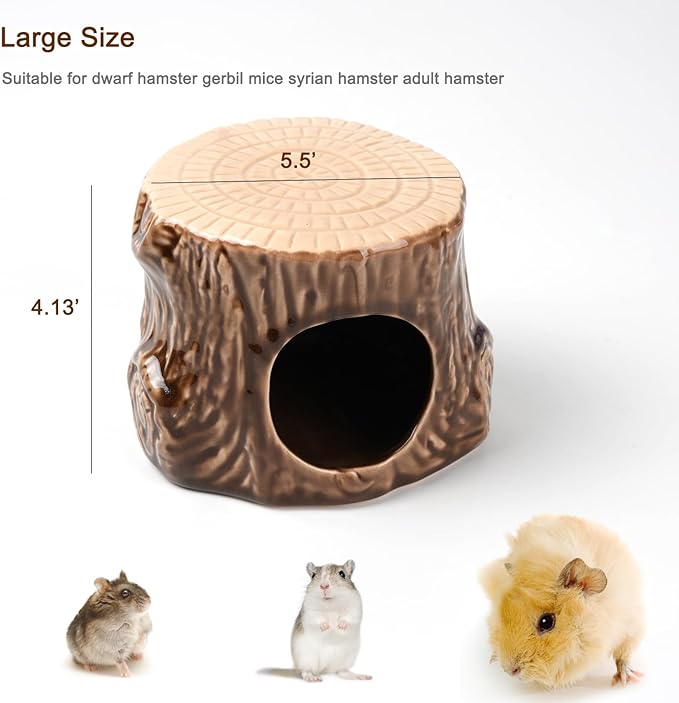 Ceramic Hamster Hideout, Hamster House and Habitat, Syrian Hideout Decor Cool Bed for All Season Gerbil, Mice Guinea Pig