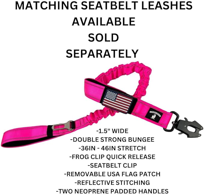 Tactical Dog Collar with Handle, American Flag Patch, 1.5 Inch Wide Thick Heavy Duty Nylon, Quick Release Metal Buckle, Customizable Name Plate, Ideal Dog Collars for Medium to Large Breeds K9 Harness
