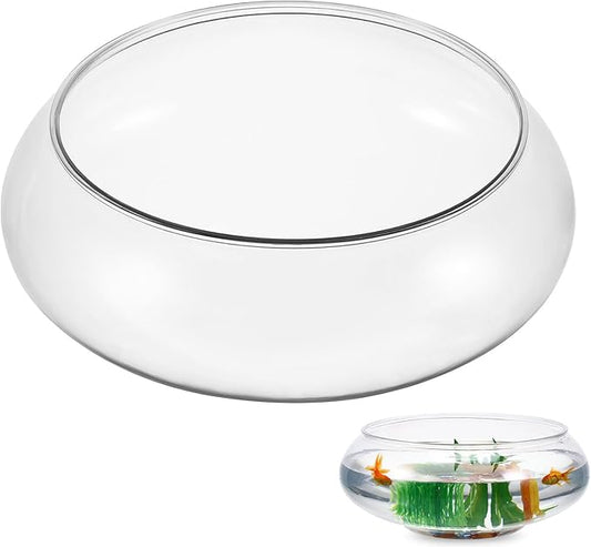Kisangel Plastic Fish Bowl, 2800ml Round Fish Tank, Clear Aquarium Betta Tank for Desktop Office Home Decor, Goldfish Aquatic Plant