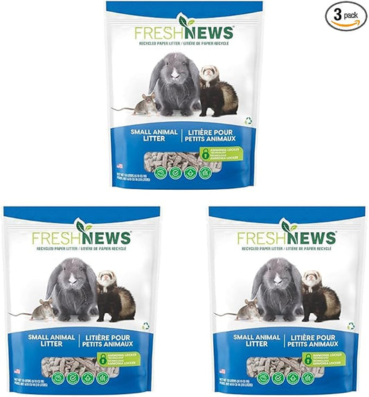 Fresh News Recycled Paper Small Animal Litter Bedding, 10 Liters, Packaging May Vary (Pack of 3)