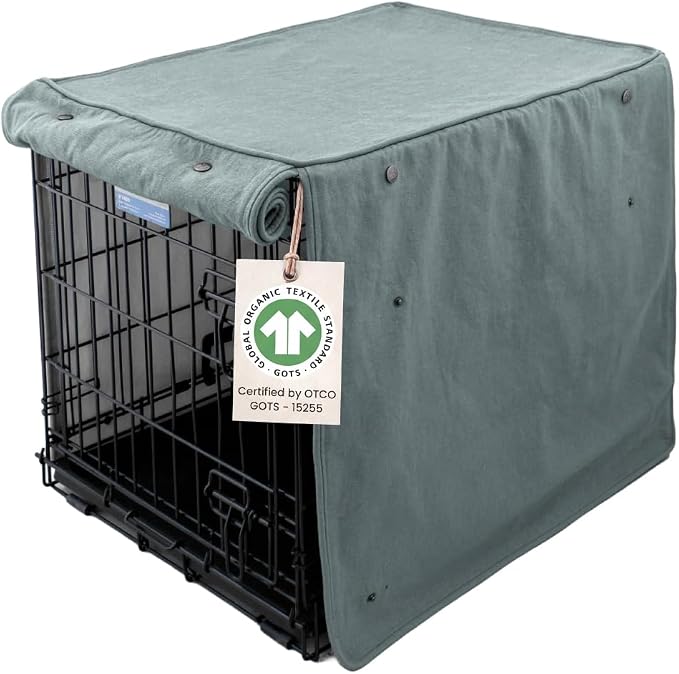 Molly Mutt Quiet Light Dog Crate Cover, GOTS-Certified 100% Organic Cotton Canvas Cover for Dog or Puppy Kennel and Cage, Washable, Free of Harmful Chemicals, Medium/Large, Fits 30"x19"x21" Crate
