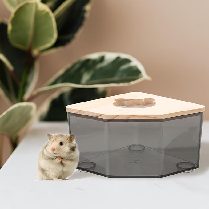 Mikikit Hamster Sand Bath Box Transparent Dust Bath for Chinchilla Pets Cute Design for Fun Bath Durable Construction Hamster Bathroom Accessories