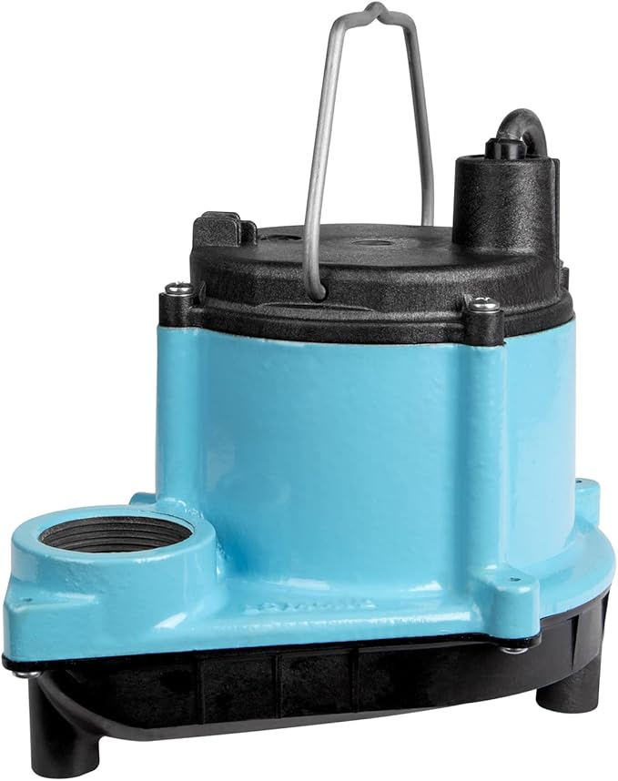 Little Giant 6-CIM-R 115-Volt, 1/3 HP, 2750 GPH Manual (No Switch) Submersible Sump Pump for Sump Systems and General Dewatering, 10-Ft. Cord, Blue, 506271
