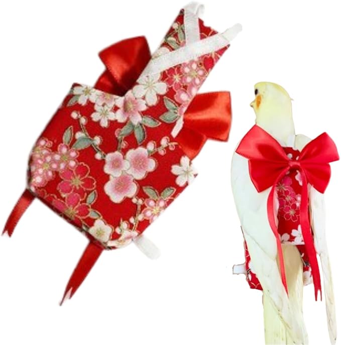 Bird Diaper Parrot Washable Diapers, Parrot Flight Suit, Reusable Nappies for Parakeet Cockatiel Mini Macaw Budgie Conure Lovebird (Red,XS)