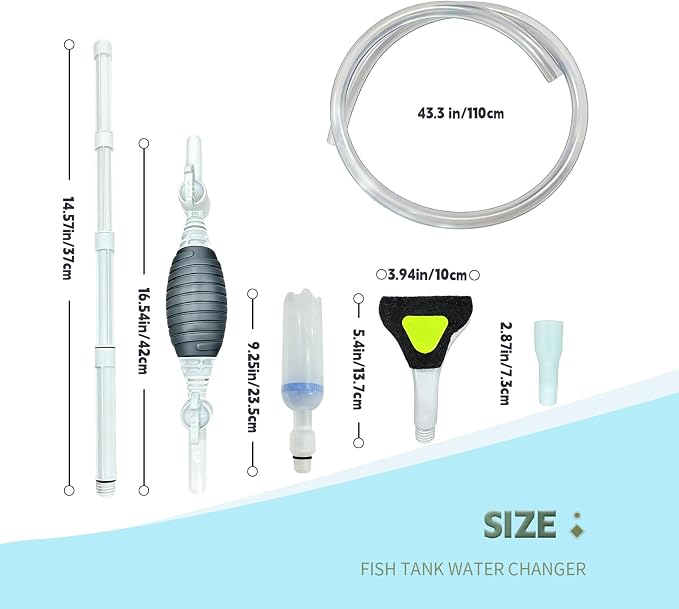Promising Aquarium Siphon Vacuum Cleaner, Fish Tank Water Changer & Gravel Sand Cleaner | Manual Pump with Replaceable Brush Head and Adjustable Rods for Aquariums, Fish Tanks and Turtle Tank Cleaning