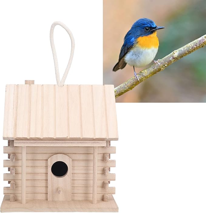 Wooden Birdhouse, Unpainted Bird Nest DIY Kit Paint Hanging Mini Bird Houses for Outside DIY Crafts Indoor Outdoor Nesting Box Garden Decoration