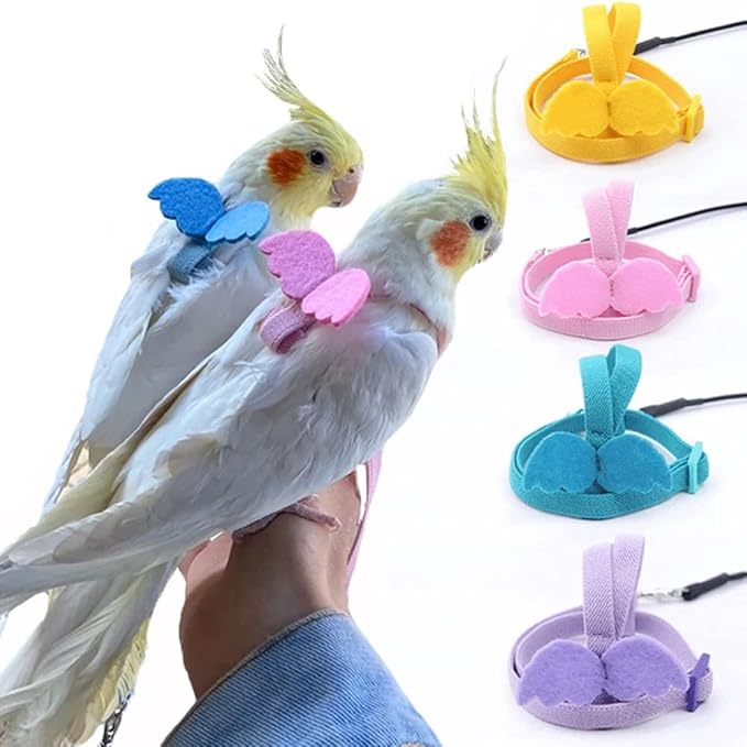 Gigicloud Parrot Harness Leash Ultra-Light Adjustable Bird Harness and Leash Outdoor Flying Training Rope Bird Accessories Small to Medium Breed Parrots Fits Birds Chest
