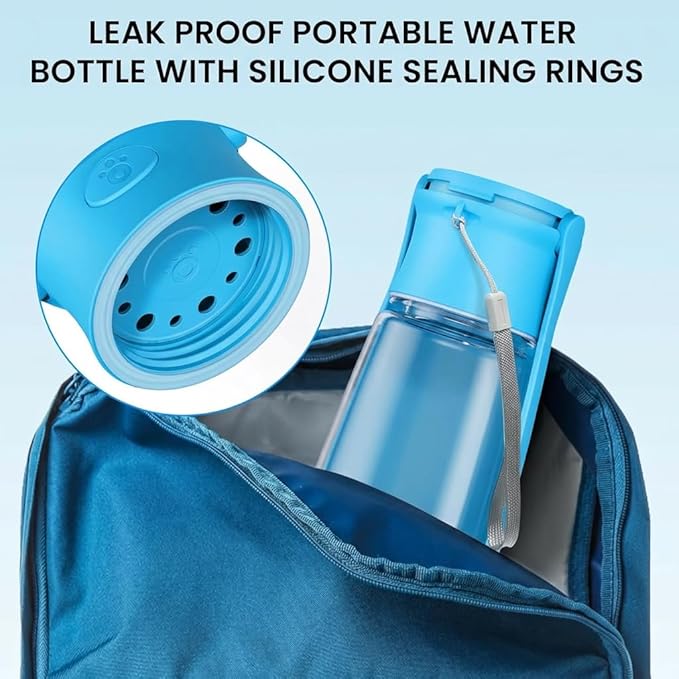 Portable Dog Water Bottle for Walking – 19oz / 12oz Foldable Pet Water Dispenser for Puppies, Medium & Large Dogs – Leak Proof Travel Water Bowl for Small Animals Dog Accessories(19OZ Indigo)