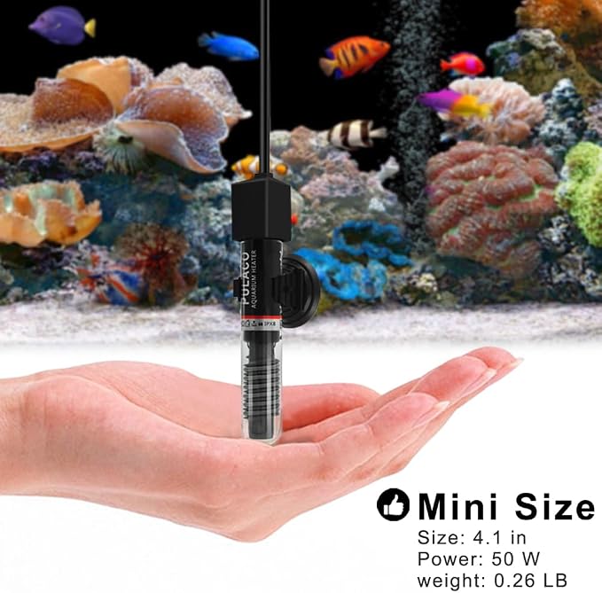 50 Watt Small Aquarium Betta Heater for 1-10 Gallon Tank