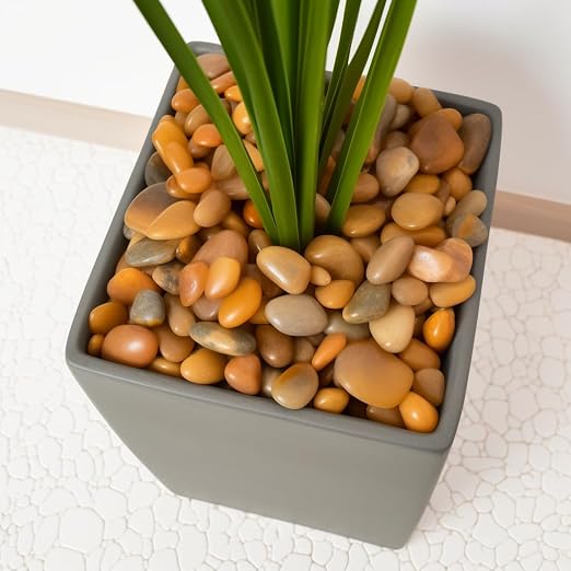 300 LBS River Rocks, StoneCreek, Decorative Garden Stones for Plant Landscaping, Polished Gravel Filler Pebbles for Home Decoration, Vases, Succulents, Flower Beds and Fish Tanks (Pale Yellow, Medium)