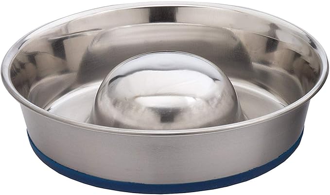 OurPet's Durapet Slow Feed Premium Stainless Steel Dog Bowl, Silver, Large (2040010302)