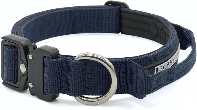Tactical Dog Collar for Puppy, Heavy Duty Puppy Collar, Dog Collar for Small Dogs, Waterproof Dog Collar, Dog Training Collar, Quick-Release Buckle, Adjustable Sizes – BULLYBREED (Navy Blue, Small)