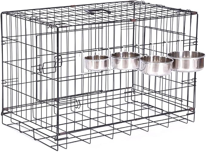Youngy Dog Kennel Bowl Stainless Steel Hanging Food Water Bowl Crate Cup Pet Cage Bowls with Hanger for Bird Small Animals Stainless Steel Bowls Hanging