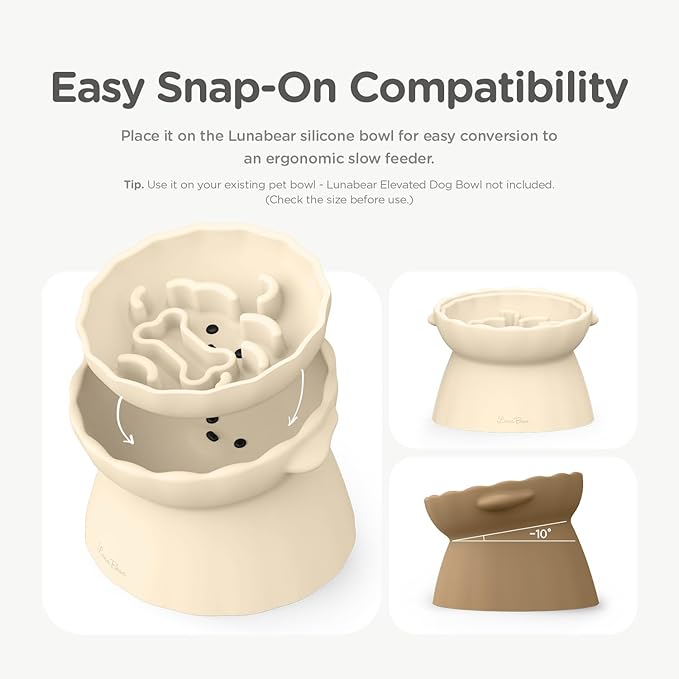 Slow Feeder Dog Bowls Made of Premium Food-Grade Silicone, Anti-Choking & Slow Eating for Improved Digestion, Non-Slip, Soft & Durable, Quiet Dog Bowl, Cute, Dishwasher Safe (Ivory, Doggy)