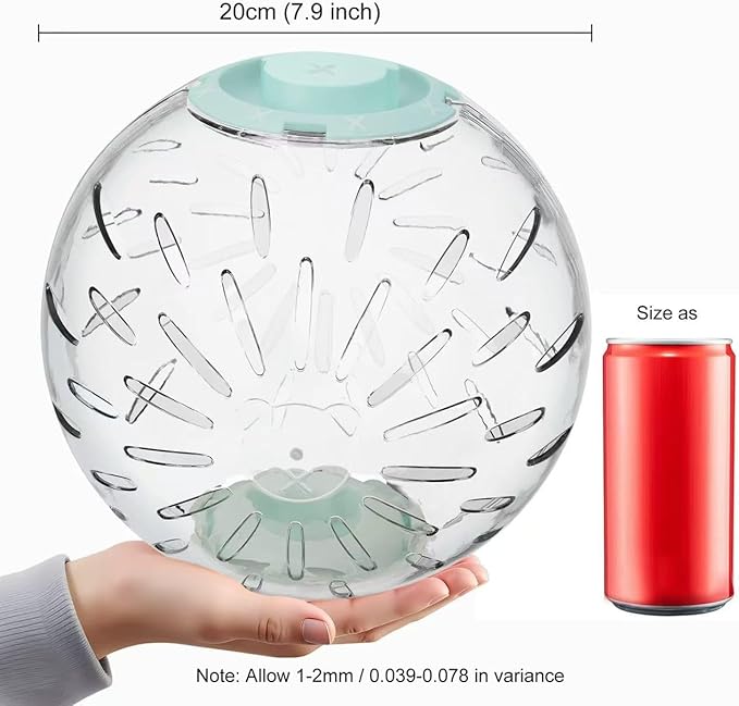 7.9 inch Hamster Ball, Exercise Toys, Running Clear Plastic Balls, Large Space, Easy to Clean, Portable Cage, for Small and Medium Hamsters, Syrian Dwarf Hamster, White