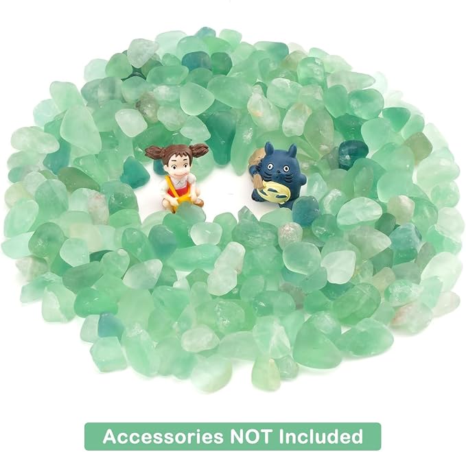 WAYBER Natural Crushed Green Fluorite Gemstone, Decorative Pebbles, 1 Lb | Toxin-Free, Fade-Resistant, Ideal for Reiki Healing, DIY Crafts, Vase Filler, Aquarium & Bonsai Decoration