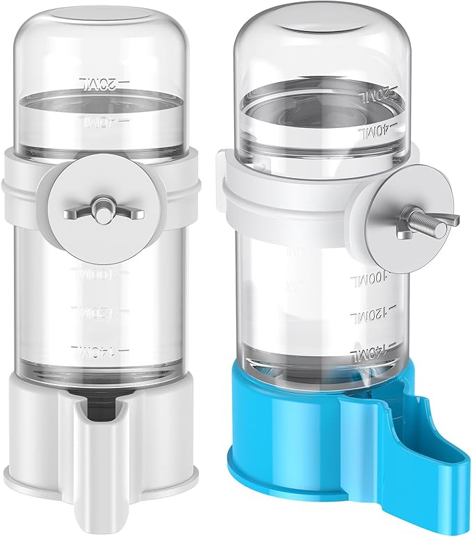Pawfly 2 Pcs Bird Water Dispenser, Automatic Bird Water Feeder, Plastic Bird Cage Water Dispenser, White&Blue Parrot Waterer for Parakeet Cockatiel Budgie Lovebirds (Not Fit for Food Feeding)