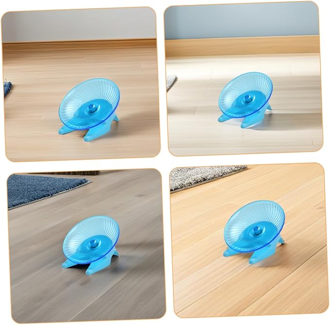 VICASKY Silent Hamster Exercise Wheel with Stand – Flying Saucer Spinning for Small Pets, Quiet Running Wheel for Hamsters, Gerbils, and Hedgehogs, Light Blue