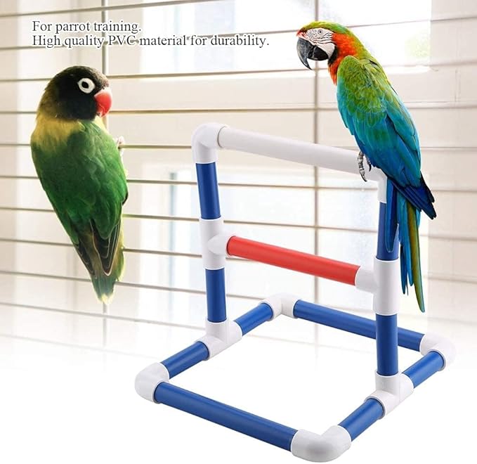 Bird Perch, Parrot Stand Training Stand Table Top Stand Perch Rack Bird Play Training Stands Parrots Shower Perches for Macaw Cockatoo African Grey Budgies Parakeet (Pvc 2)