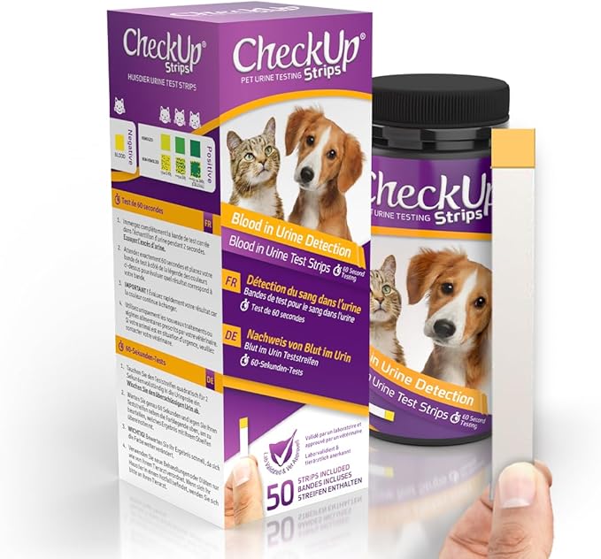 KIT4CAT CheckUp Blood in Urine Test Strips for Cats & Dogs | At-Home Hematuria Detection, Urinary Health Monitoring – 50 Reagent Strips