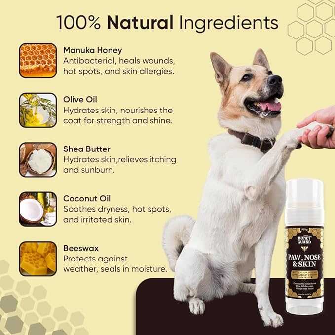 iHeartDogs Honey Guard Paw, Nose & Skin Dog Healing Balm - Manuka Honey, Tallow, Shea Butter & Mango Seed Oil - 2oz