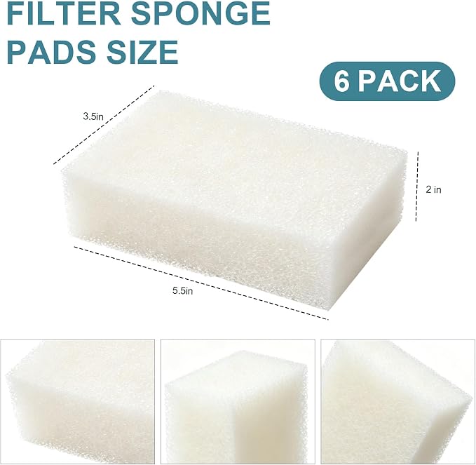 6 Pack Sponge Filter Pad Replacement for AquaClear 70, Foam Filter Inserts for Aquarium, Fish Filter Sponge for 70 Gallon Tank