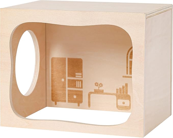 Hamster Hideout Wooden House Chamber Small Animals Pets Tunnel Exploring Toys Secret Peep Shed for Dwarf Hamsters, Syrian Hamsters, Gerbils, Hedgehogs, Rats, Mice (Study Room)