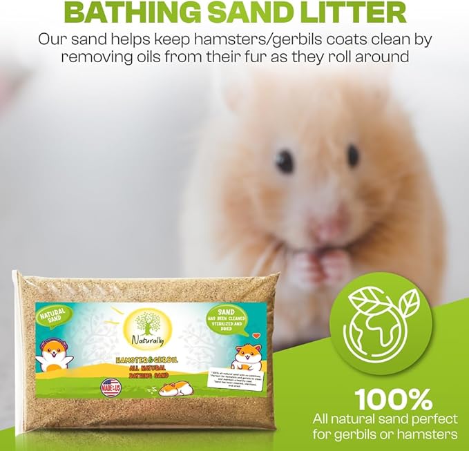 (8 Pound Bag) Hamster or Gerbil Bathing Sand Litter- All Natural Dry Desert Sand