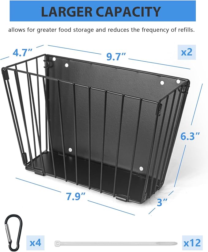 Rabbit Hay Feeder - Guinea Pig Hay Feeder - X-Large Metal Frame Bunny Hay Holder, 9.7x4.7x6.6 inch Guinea Pig Hay Holder for Bunny, Guinea Pigs, Chinchillas, Small Animals (2 Pack)