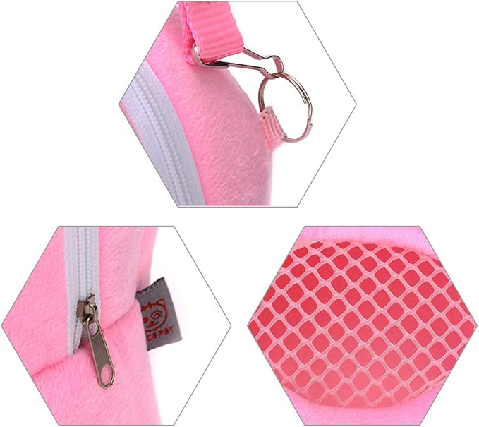 WishLotus Hamster Carrier Bag, Portable Outgoing Travel Handbags with Nylon Straps Small Pet Pouch for Hamster Rat Mini Hedgehog (Pink, M)